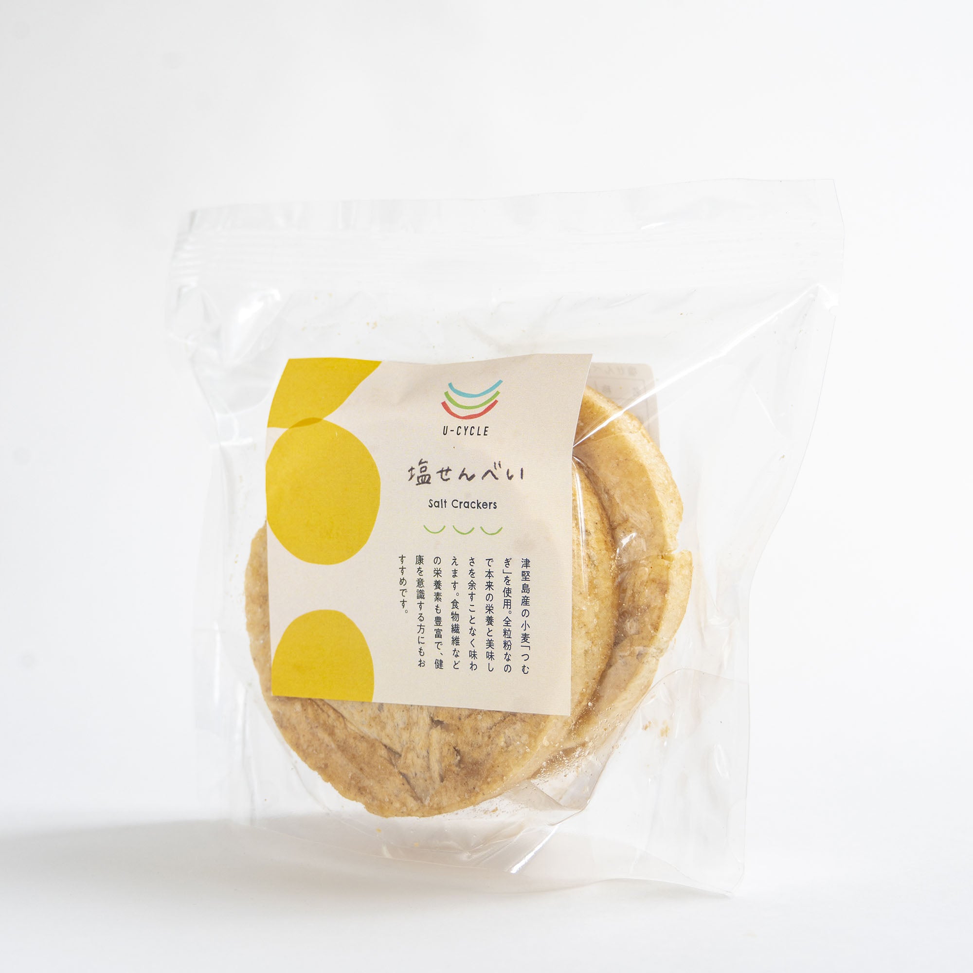 塩せんべいのパッケージ斜め
