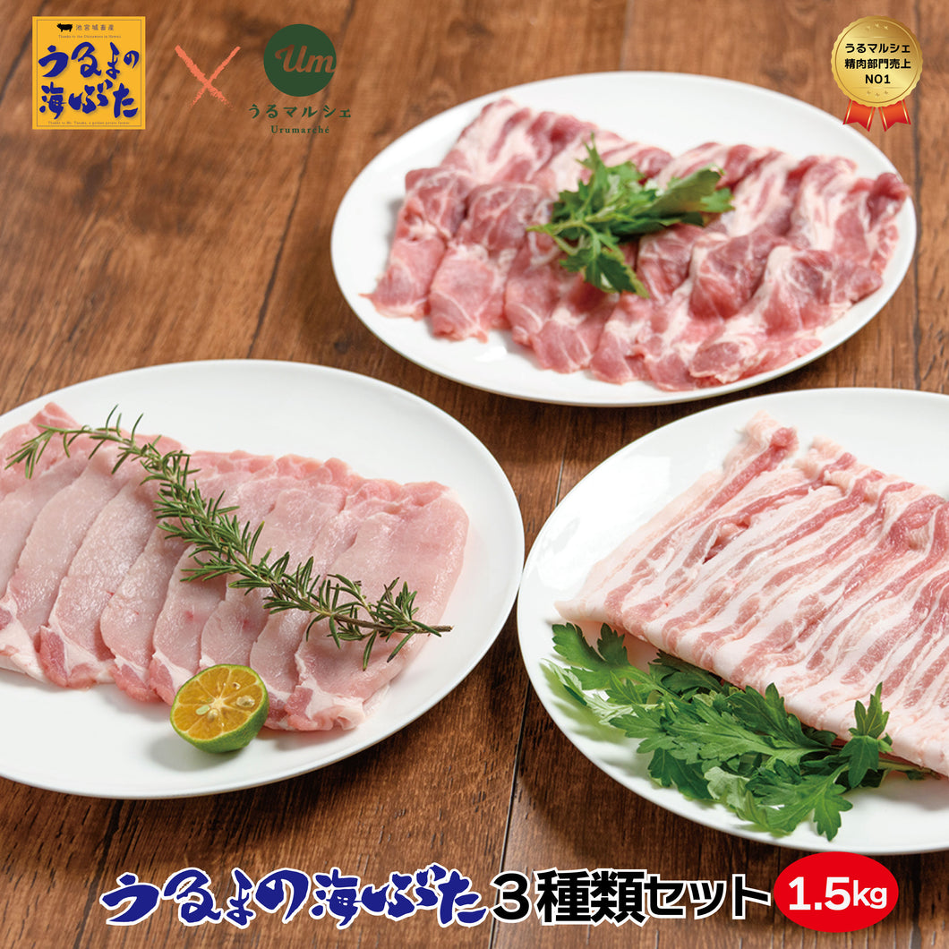 u04【送料込】【美味さ極めた】うるまの海ぶた　3種類セット（計1.5kg）【うるマルシェ精肉部門売上No.1】